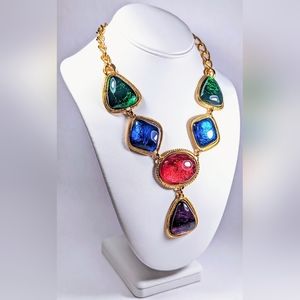 Big and Bold 1990's Kenneth Jay Lane for Avon Jewel Toned Lucite Statement Neckl